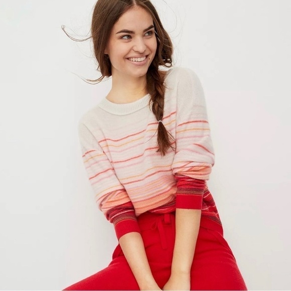 ANTHROPOLOGIE SATURDAY SUNDAY Cashmere Emmeline  Boatneck Striped Sweater XS - Picture 2 of 15